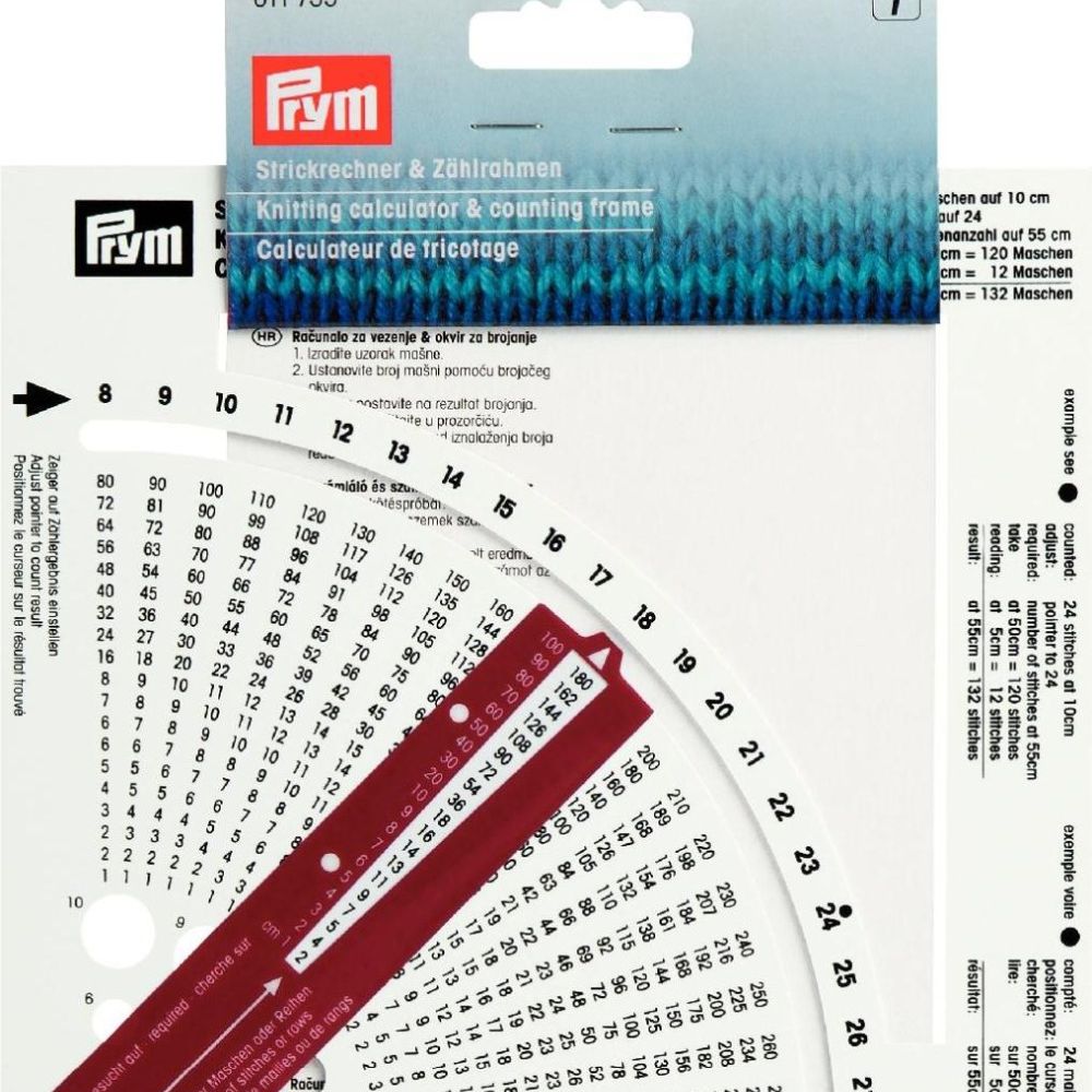 Prym 611735 sweater strikning cirkulært håndtag glat vævning håndværks strikkeberegner og tællerammelineal