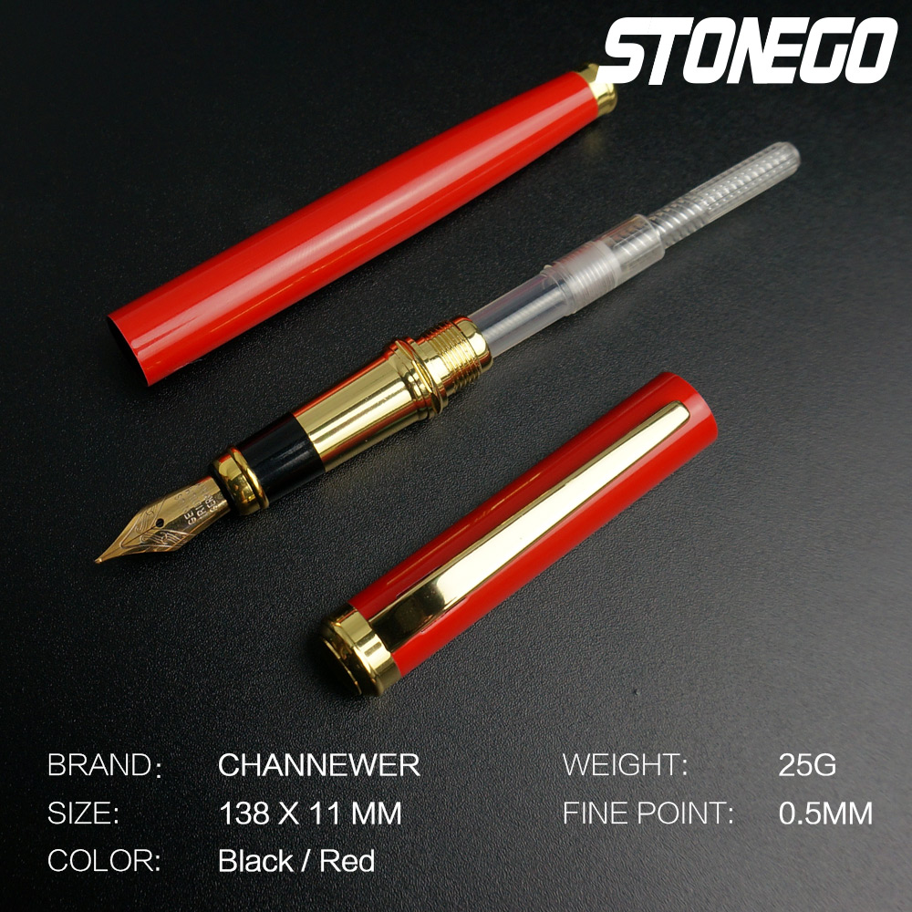 STONEGO Metal Fountain Pen, Metal Ink Pens with Ink Refill Converter Sleek Lacquer Housing Calligraphy Pens
