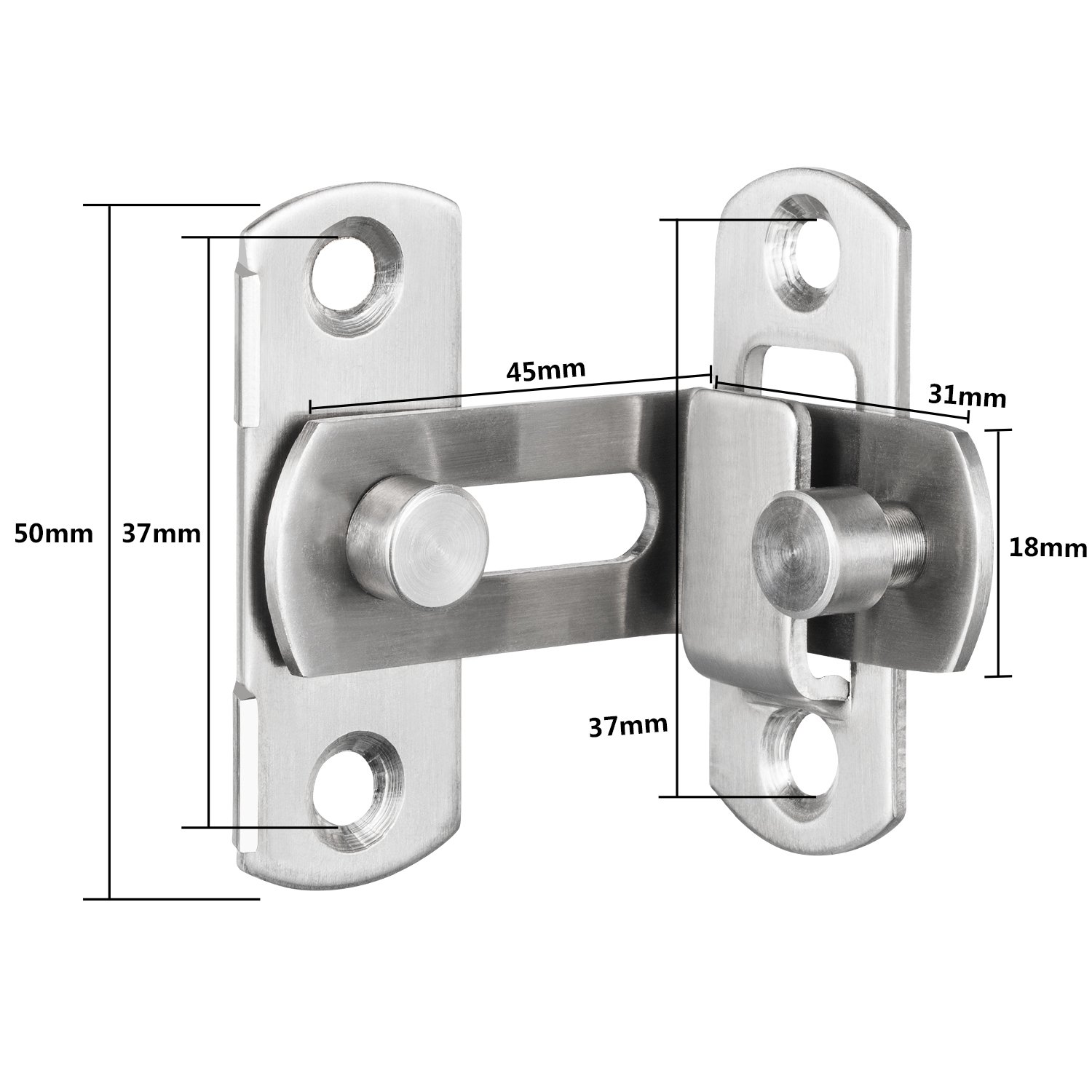 2 Pieces 90 Degree Right Angle Door Latch Hasp Bending Latch Buckle Bolt Sliding Lock Barrel Bolt with Screw for Door