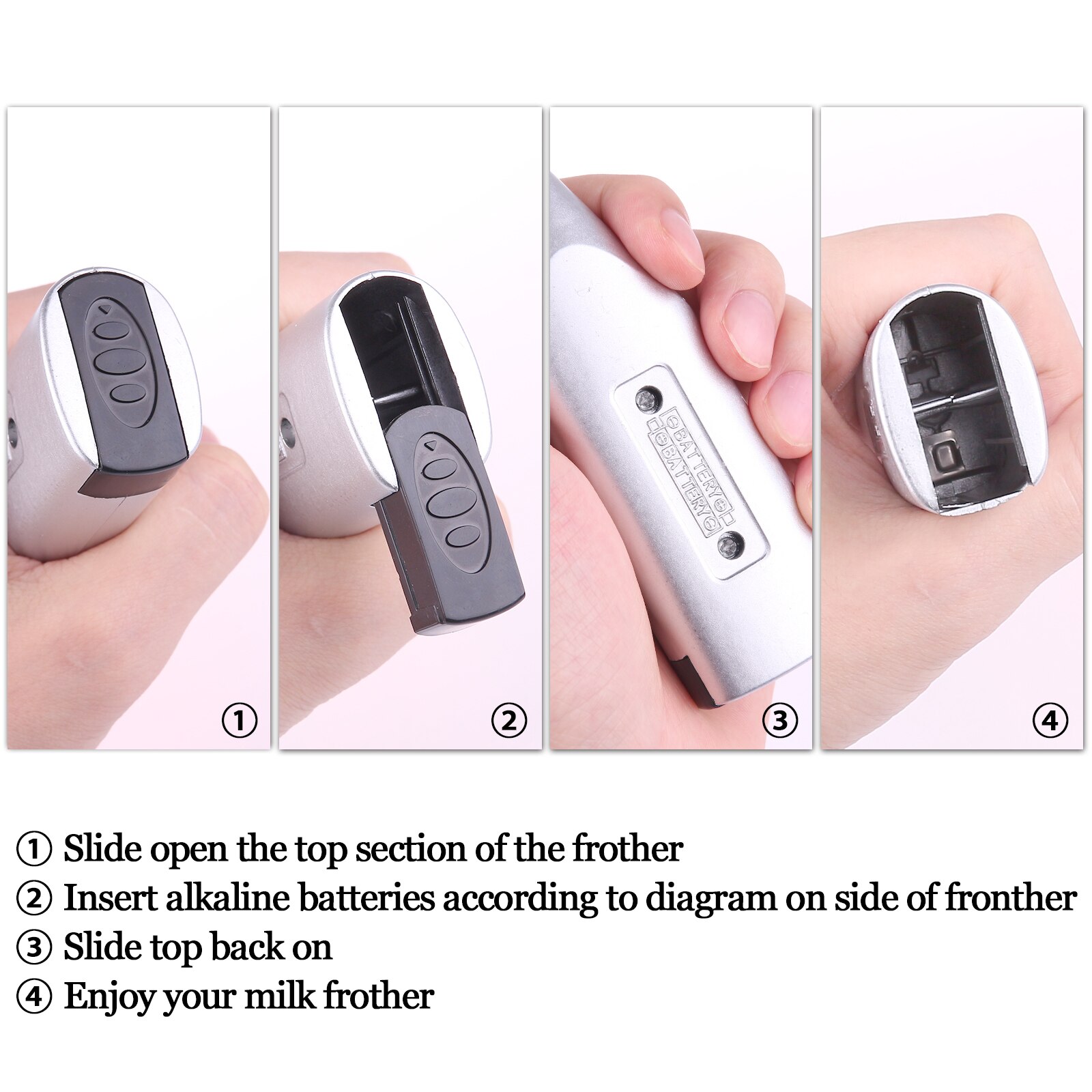 Handheld Stainless Steel Milk Frother Foaming Blender Espresso Cappucino Latte Maker Battery Operated Beater Stirrer