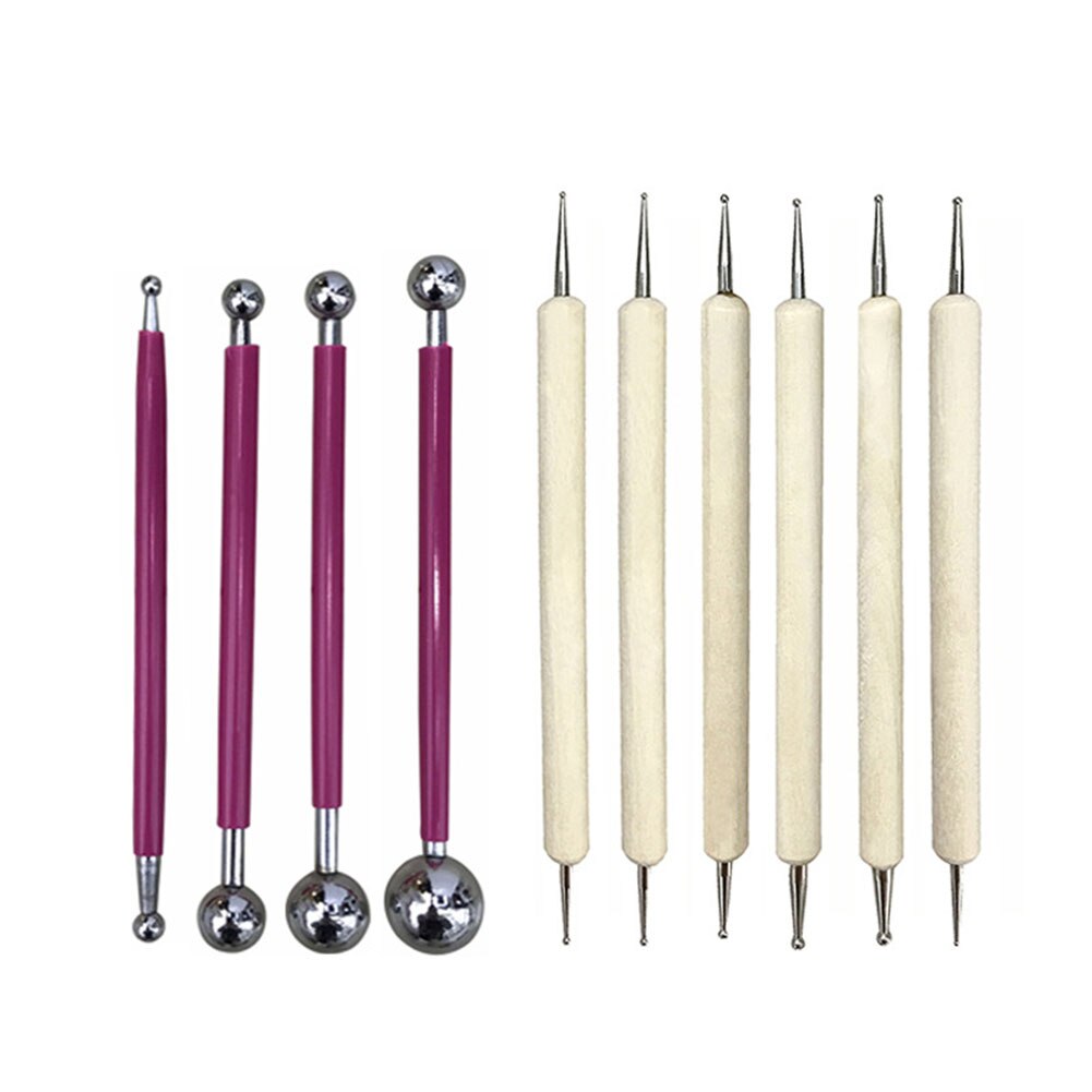 10 Pcs Ball Stylus Dotting Tools Clay Ceramics Pottery Carving Embossing Sculpting Set HYD88: Rose Red