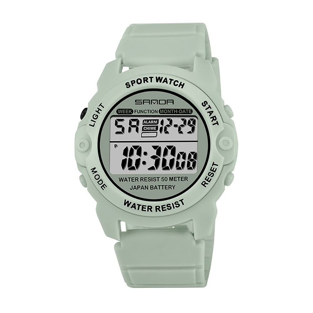Sanda Fashionble Horloge Luxe Mannen Horloges Multifunctionele Digitale Waterdichte Elektronische Horloges Casual Outdoor Mannen Polshorloge: green