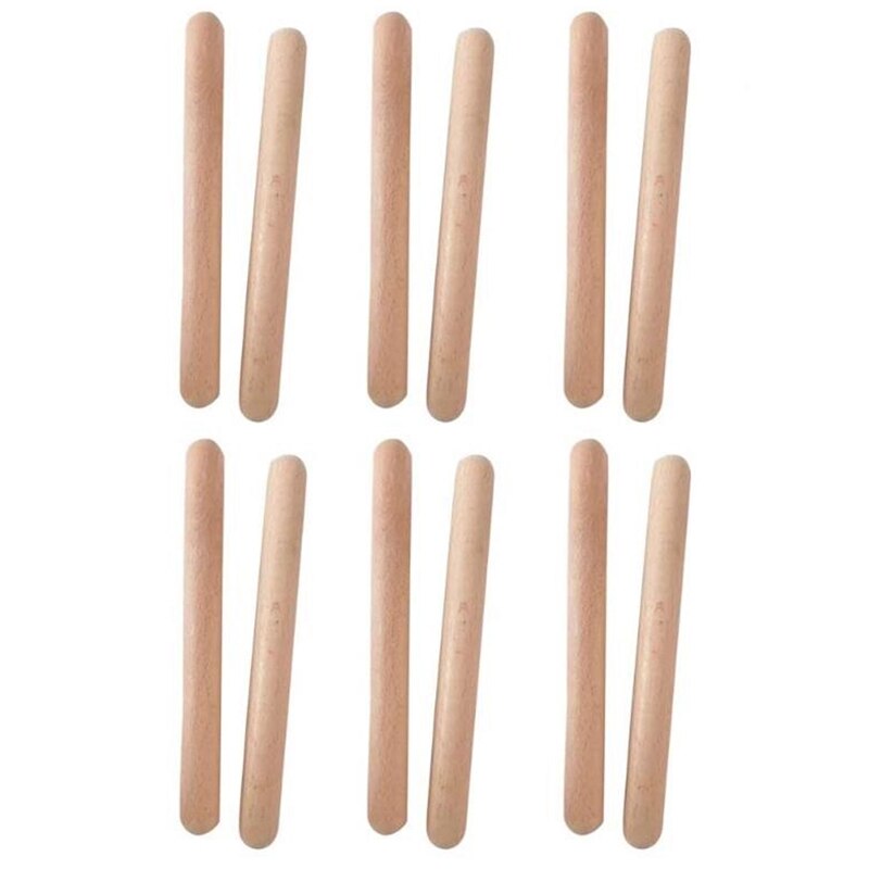 6 pares de clavos de madera, instrumento de percusión Musical, palos de ritmo, palos de ritmo, Juguete Musical para niños: Default Title