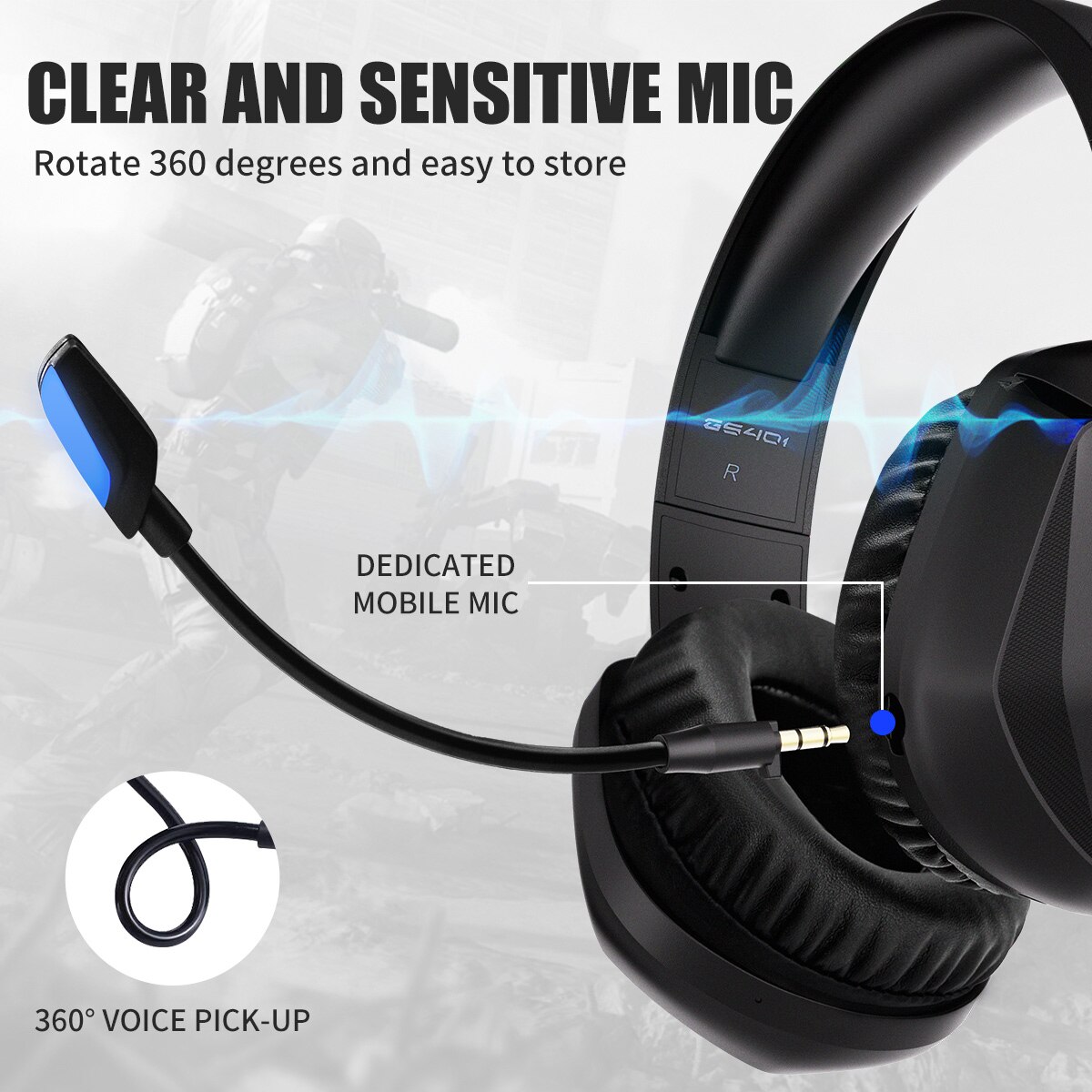 SOMIC Gaming Headset Game/Video/Live 3 Modes LED Headphones 7.1 Surround Sound Wireless/Wired for PC, Mac, Phone, Tablet GS401
