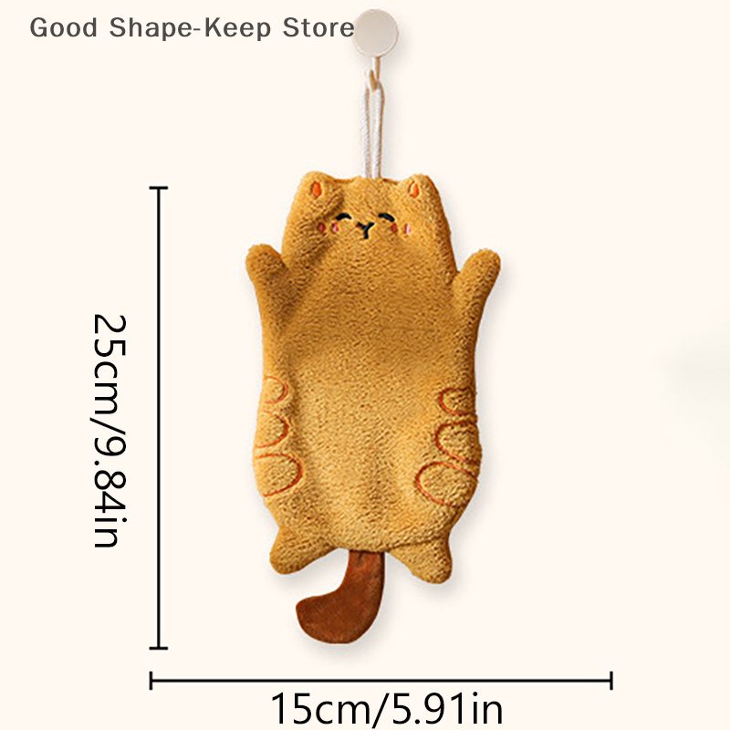 Katzen-korallenfleece-fingerspitzenhandtuch, hängehandtuch zum händetrocknen, badezimmerzubehör, Super saugfähig