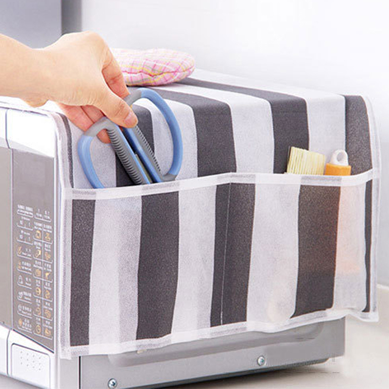 Microwave Cover Microwave Oven Hood Kitchen Accessories Double Pockets Dust Covers Waterproof Grease Proofing Storage Bag