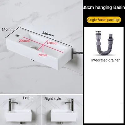 Small Size Mini Tabletop Basin Washbasin Wall Mounted Washbasin Small Wall Mounted Basin Extremely Narrow and Slender: WHITE