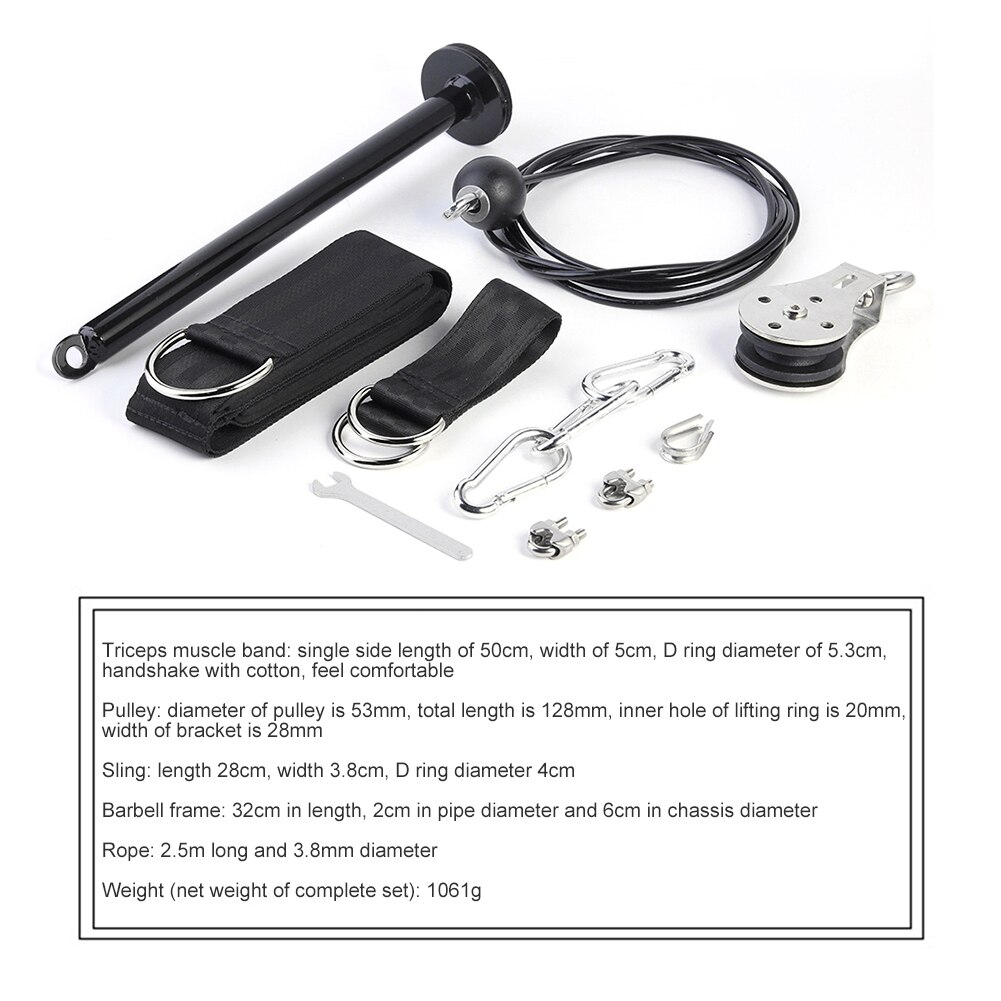 Fitness Pulley Cable Machine DIY Adjustable Length Set Arm Triceps Strength Training Home Gym Workout Sport Equipment