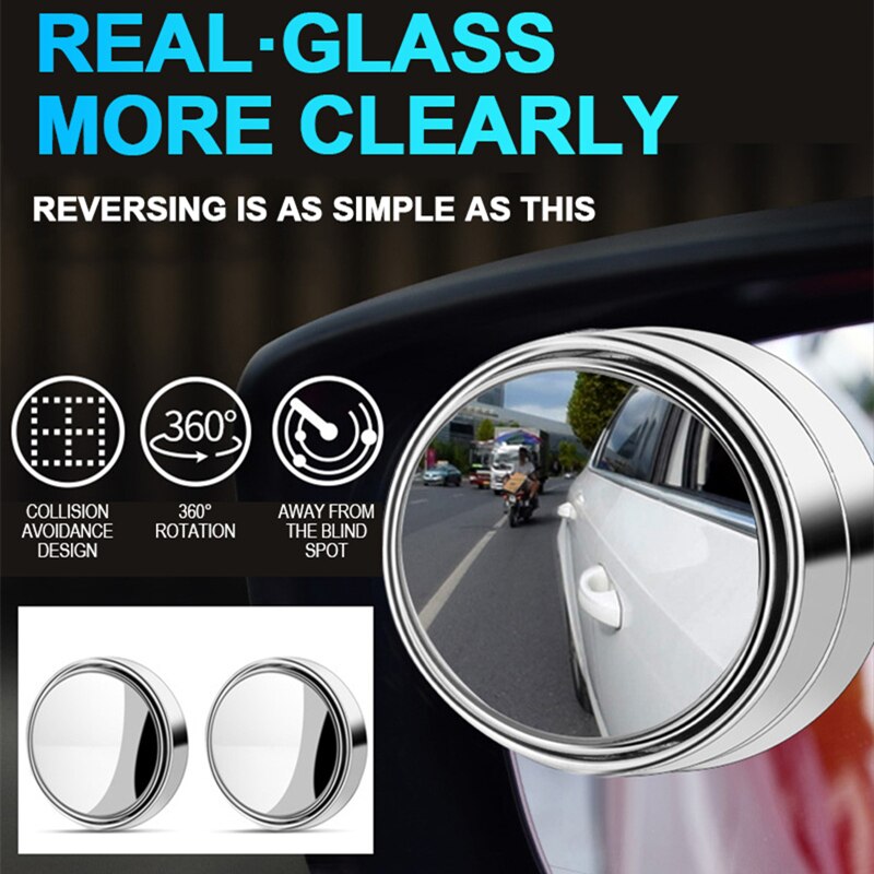 Espejo de punto ciego para coche, espejo retrovisor ajustable de 360 grados, lente redonda convexa gran angular para accesorios auxiliares de estacionamiento, 1 ud.