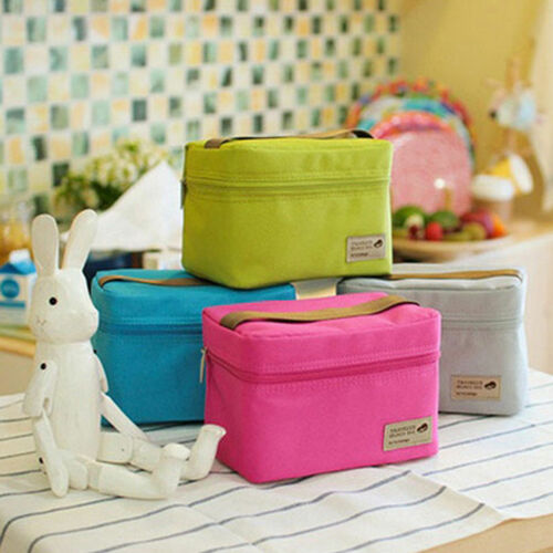 Portable Thermal Travel Picnic Lunch Box Storage Bag Waterproof Picnic Carry Tote Lunchbags Green Blue Gray Rose Red