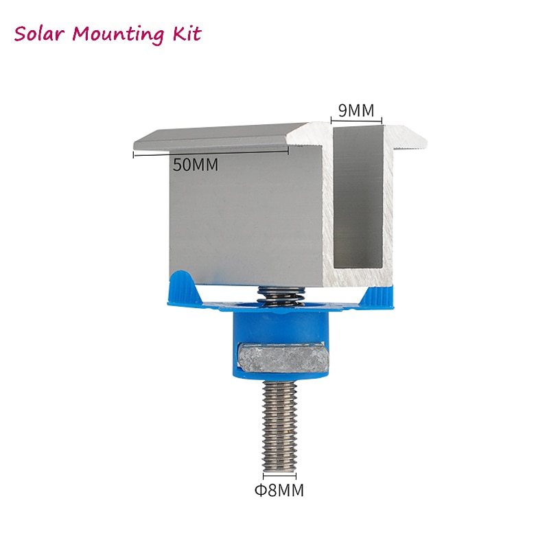 Solpanel monteringsfäste - kit - tillbehör aluminium mellan klämlist för solpanel installation på off grid solsystem