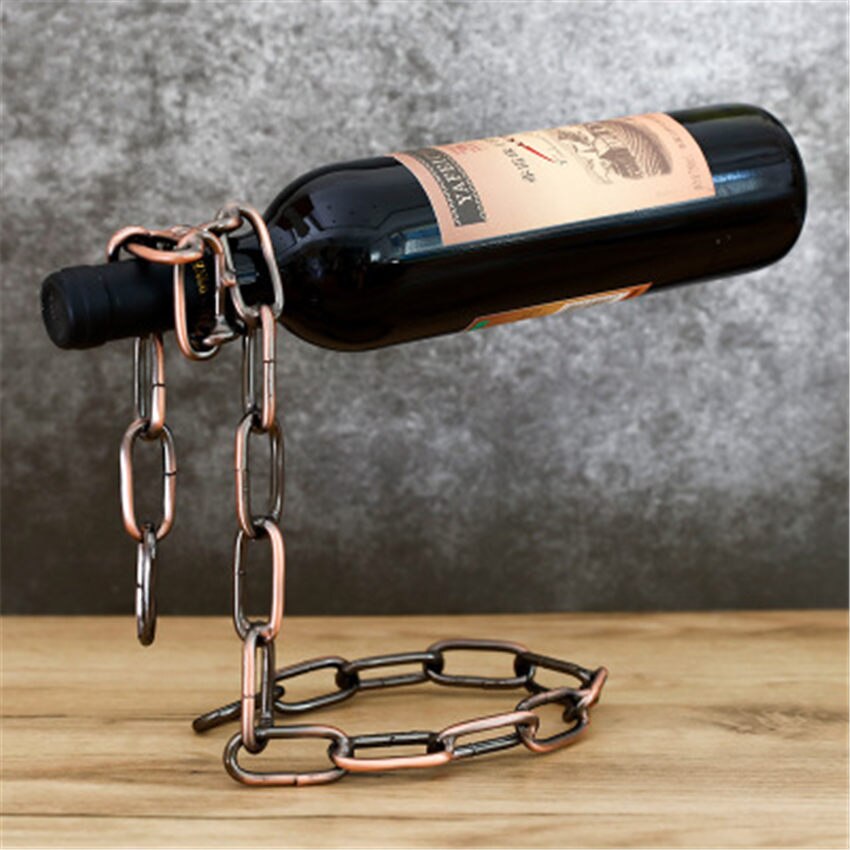 Magische hangende ijzeren ketting wijnrekken één fles wijn display rekken standhouder keuken eetkamer kelder bar decoratie