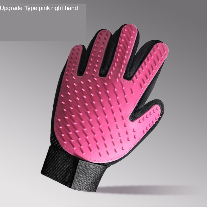 Guante De aseo para mascotas, guantes De eliminación De pelo para gatos, cepillos De eliminación De vello para gatos, peines De Masaje para perros, suministros para mascotas, accesorios para gatos: upgrade pink right