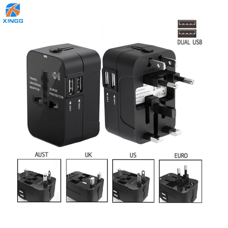 All in One International Plug Adapter World Universal Travel Adapter With Dual USB Convertor Wall Plug Power