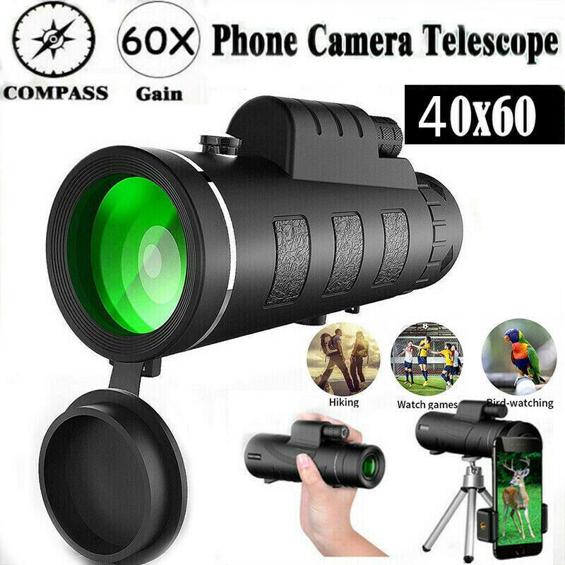 40X60 Zoom Optical HD Lens Monocular Telescope+ Tripod+ Clip For Universal Phone