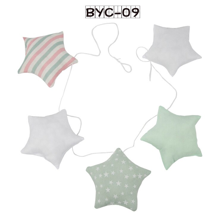 Cunas colgantes de tela de estilo nórdico para bebé, banderín para decoración de cama de niño, accesorios de cunas de 5 estrellas, sonajero para tienda de campaña, 1,5 M: F