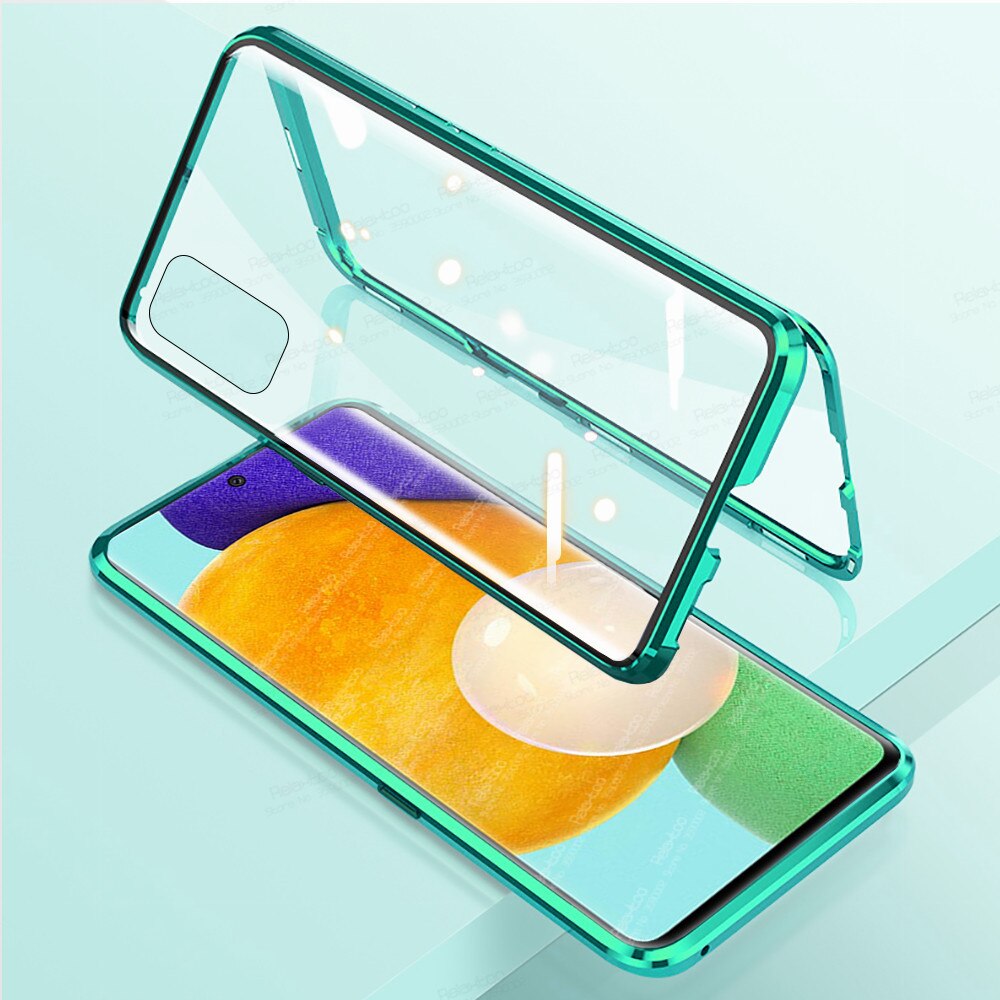 Voor Samsung A52 Case 360 ° Magnetische Flip Cover Voor Samsung Galaxy A52 Een 52 5G 4G A526B a525F Dubbelzijdig Glas Beschermende Fundas: A52 5G / green