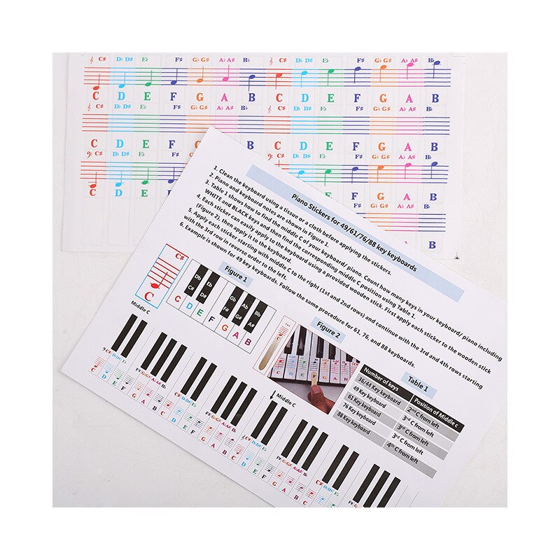 49/61/76/88 schlüssel Elektronische Klavier Tastatur Aufkleber Musik Lernenden stechen Hinweis Aufkleber Alphabet Klavier Tastatur Transparente Aufkleber