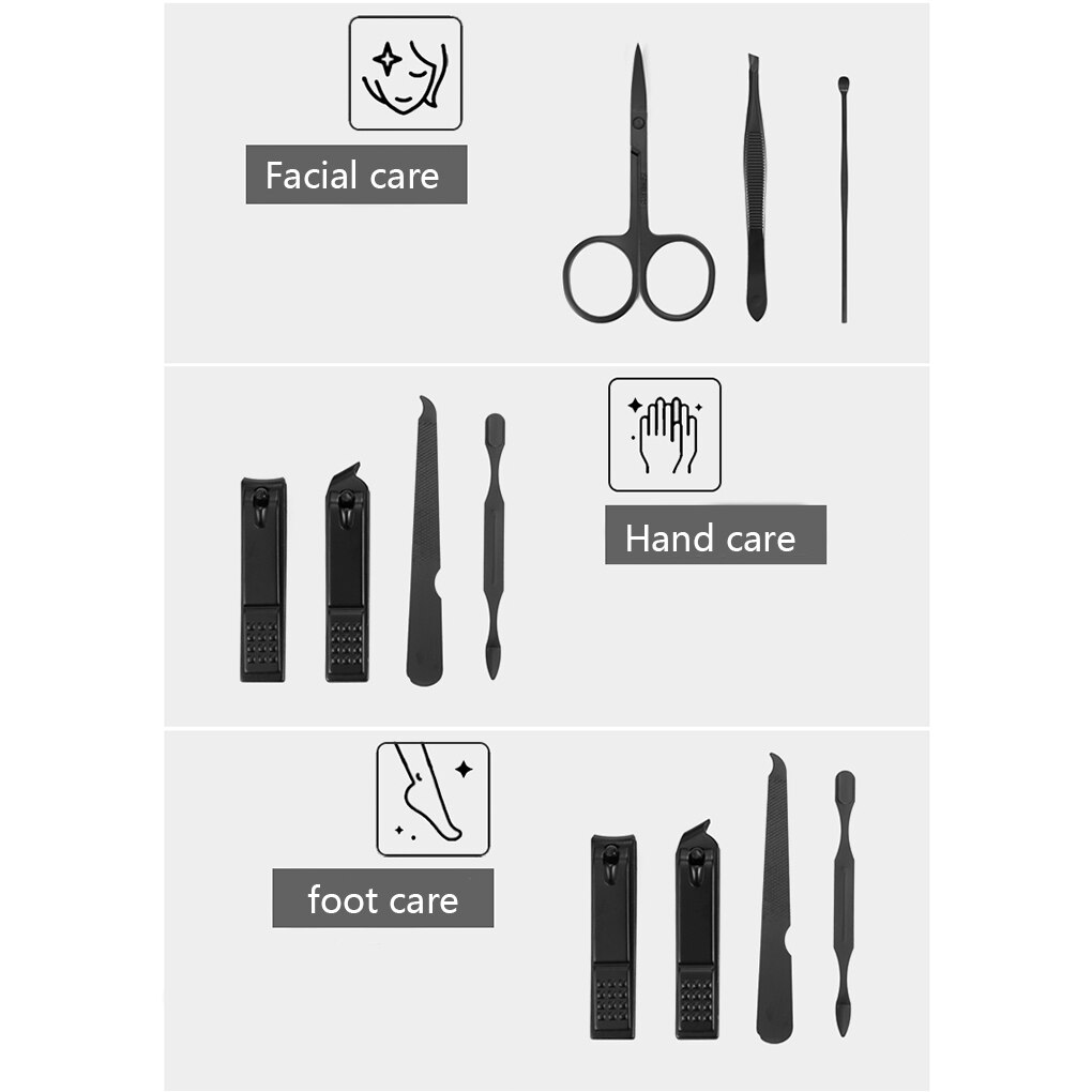 7 pièces manucure coupe-ongles pédicure ensemble Portable voyage hygiène Kit en acier inoxydable coupe-ongles ensemble d'outils en acier inoxydable