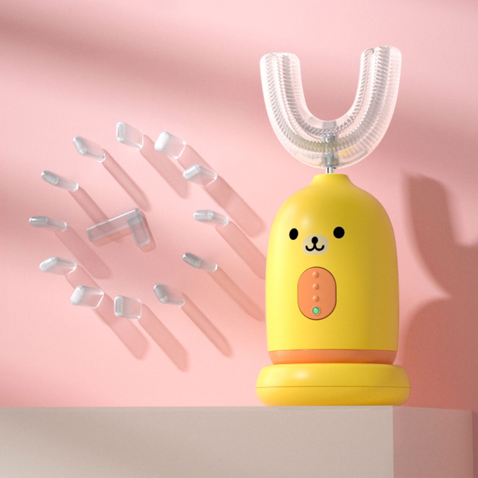 Cepillo de dientes eléctrico para niños, cepillo de dientes sónico en forma de U, carga para bebé, limpieza inteligente