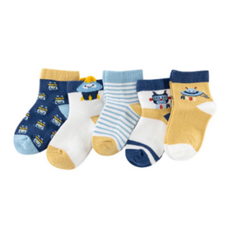 5 paires/lot chaussettes bébé automne hiver chaussettes en coton pour filles garçons dessin animé animaux chaussettes de sol: Style 4