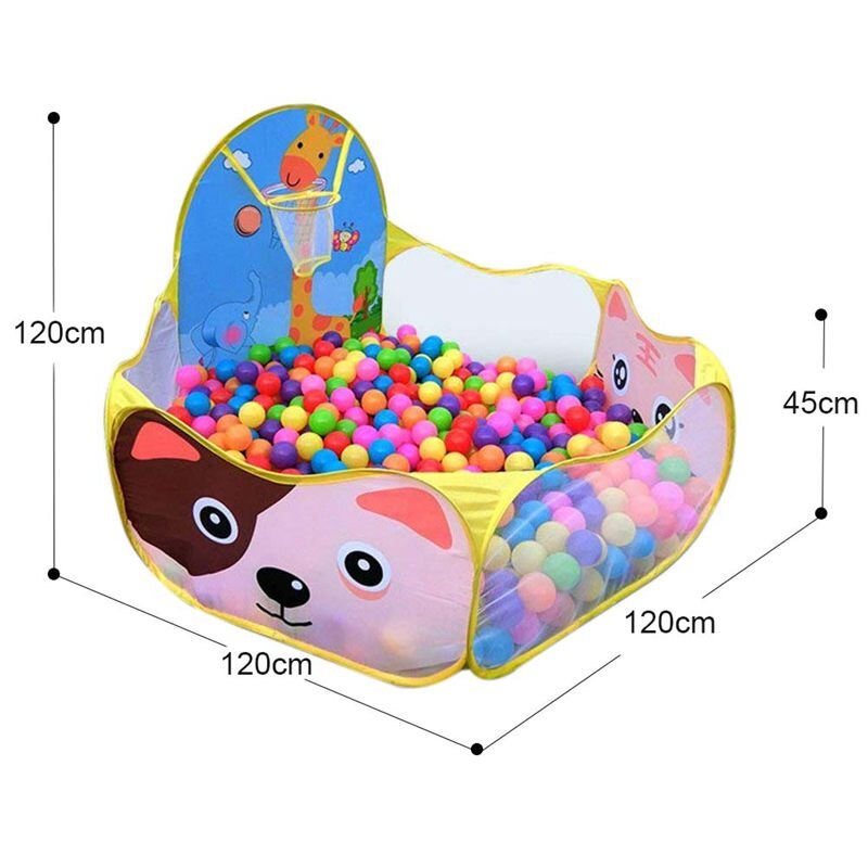 Baby Ball Pool Baby Play Tent Portable Baby Ball Ocean Pool and Basketball Hoop Animal Theme
