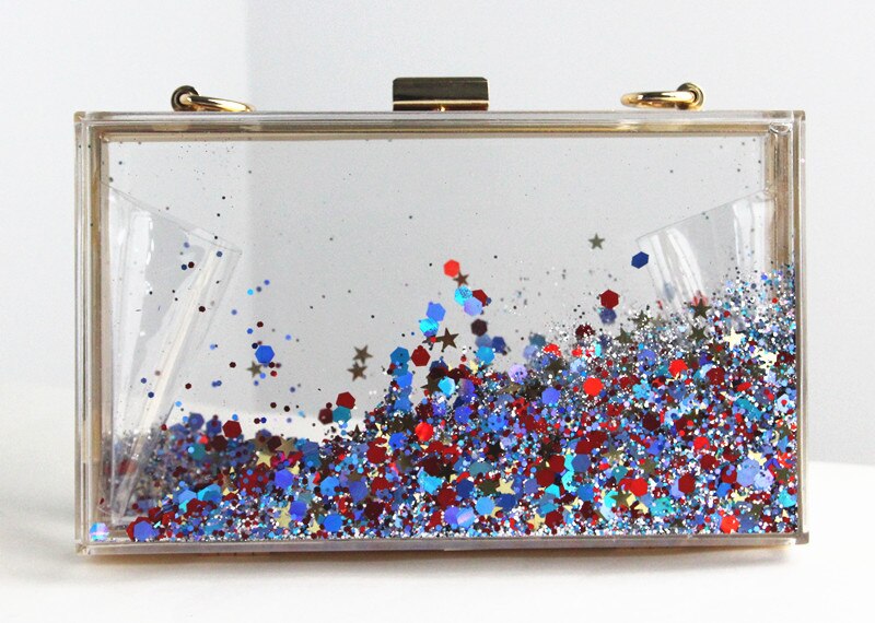 Minaudiere transparent, petit sac à main de luxe pour les femmes,en acrylique,avec cristaux et straps à chaine unique,disponible en plusieur couleurs: color cluth