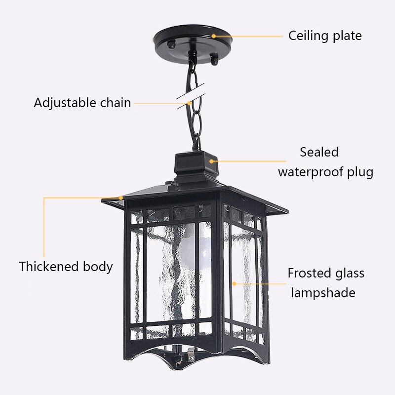 Lampes suspendues imperméables européennes en plein air rétro village lustre balcon couloirs lumières raisin support lampe à suspension luminaire