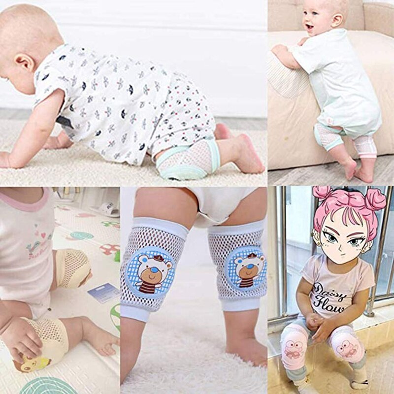 4 pares de rodilleras de gateo antideslizantes para bebé, múltiples cajas de cartón, Protector transpirable ajustable de verano