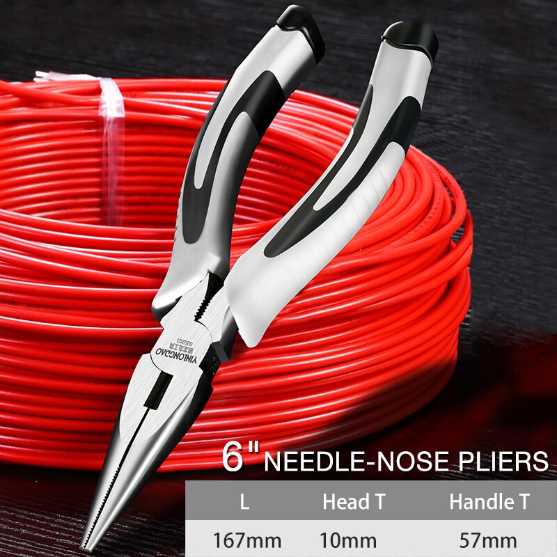 6 " 7 " 8 " multifunctionele tang met lange neus, hoge hardheid roestvrij staal, punttang: 6-1