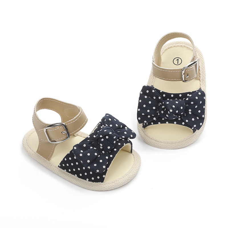 Småbarn baby jenter sløyfe polka prikkede sandaler fest prinsessesandaler sommer strandsko spedbarn baby jente sko: Dl / 7-12 måneder
