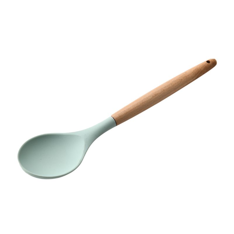 Non-toxic Silicone Kitchen Cooking Utensils Set Natural Wooden Handle Cooking Tools Turner Tongs Spatula Spoon for Nonstick Cook: 1