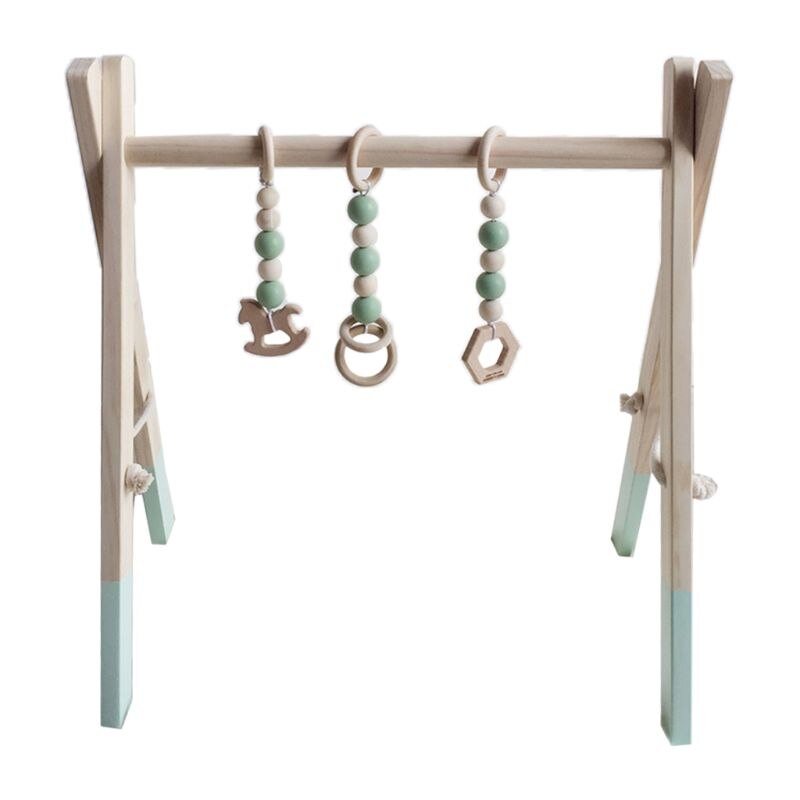 Nordic Style Baby Gym Play Frame Wooden Infant Nursery Sensory Ring-pull Toy