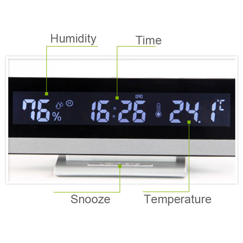 Hem digital lcd storskärm ledd display elektronisk arm klocka skrivbord temperatur fuktighet klocka elektroniskt batteri