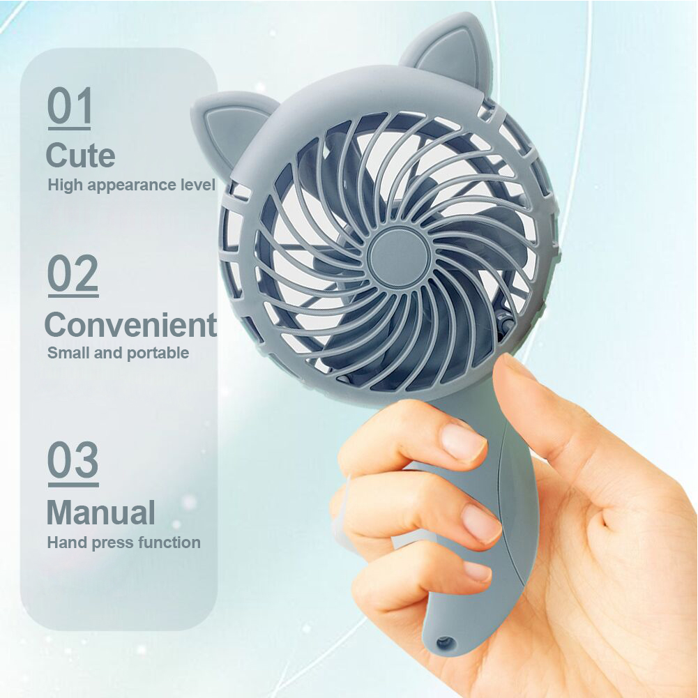 Ventilateur portable à pression manuelle, 3 couleurs, sans batterie, mignon, pour la maison