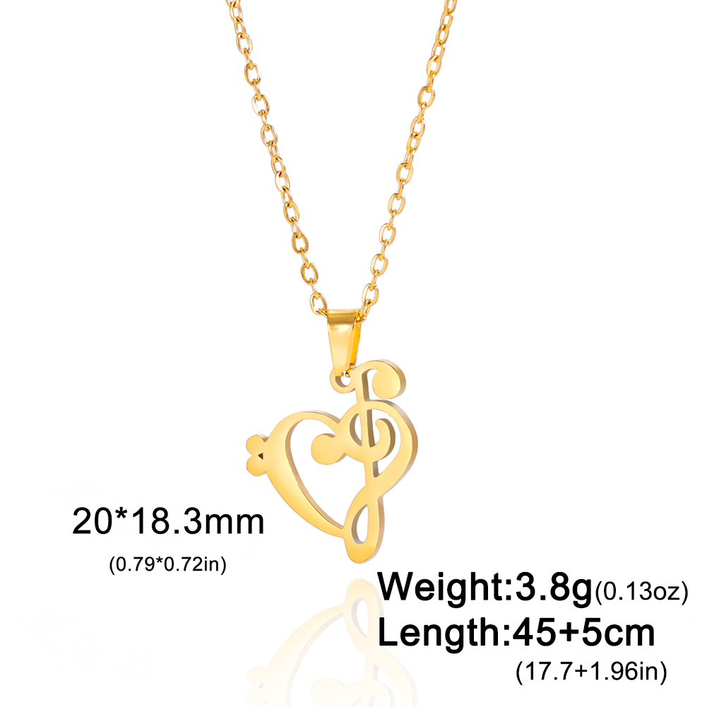 Lucktune Muzieknoot Hart Van Treble Sleutel Hanger Ketting Voor Vrouwen Rvs Liefde Muzikale Symbool Ketting Ketting Sieraden: Goud-kleur