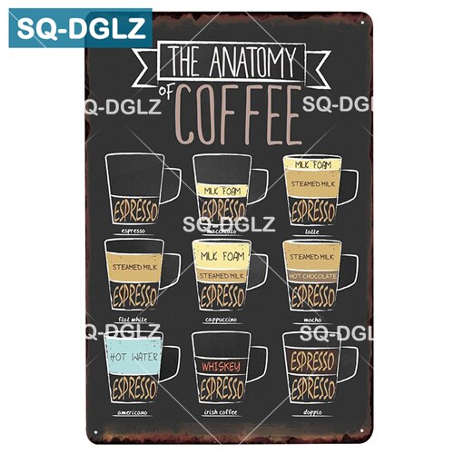 [sq-dglz] kaffe gør alt muligt metalskilt kaffepause vægdekoration kaffemenu blikskilte maleri plakater kunstplakat: 1141