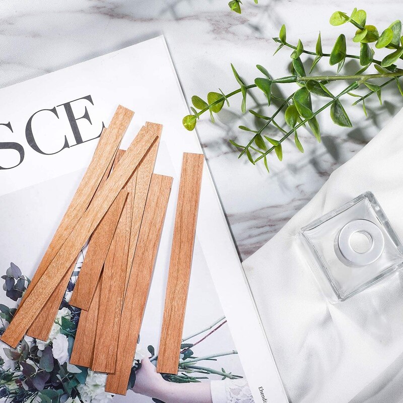 Mechas para velas de madera Natural, mechas para velas de madera gruesa, núcleos de mecha con soportes de hierro para fabricación de velas artesanales 100P