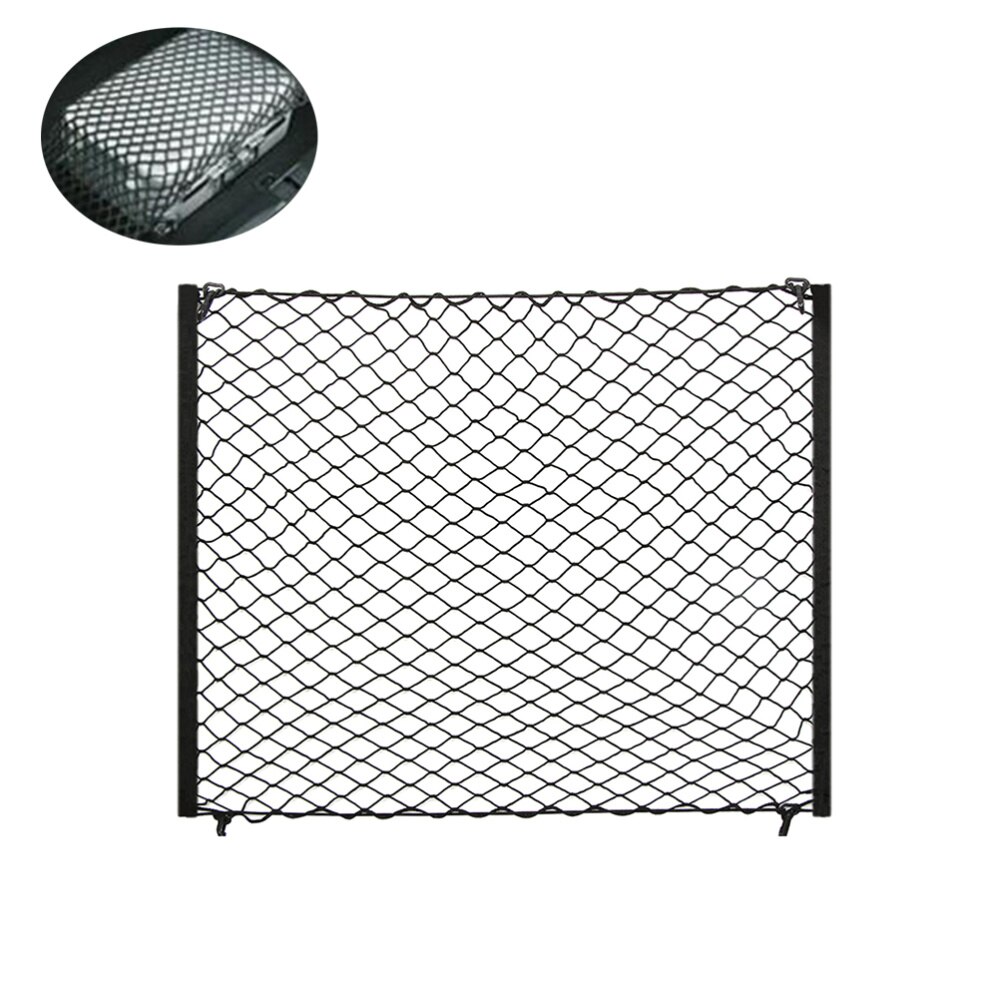 70 x 70cm Dual Layer Mesh Storage Net Car Trunk Cargo Organizer with 4 Hooks Auto Accessory