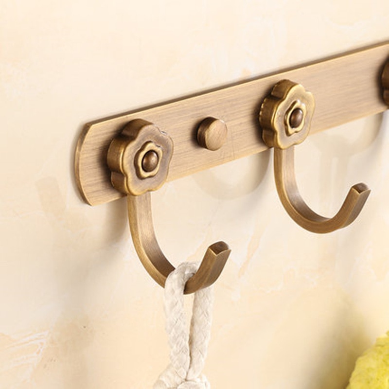 Europese retro bronzen badkamer handdoekhouder hanger roestvrij staal sleutel tas kleding handdoek wandrek plank organiseren opbergruimte