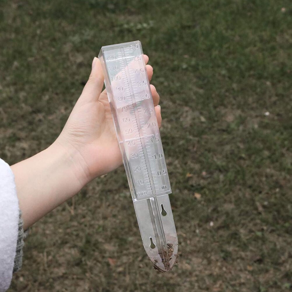 Rain Gauge Ground Rain Water Meter Rain Measuring Cup Plastic with Double Scale for Garden Lawn Outdoor Transparent