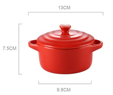230ml Ceramic Porcelain Soup Bowls with Lid and Handle Cereal Bowls Serving Bowls for Soup Rice Noodle Salad Ramen: Red