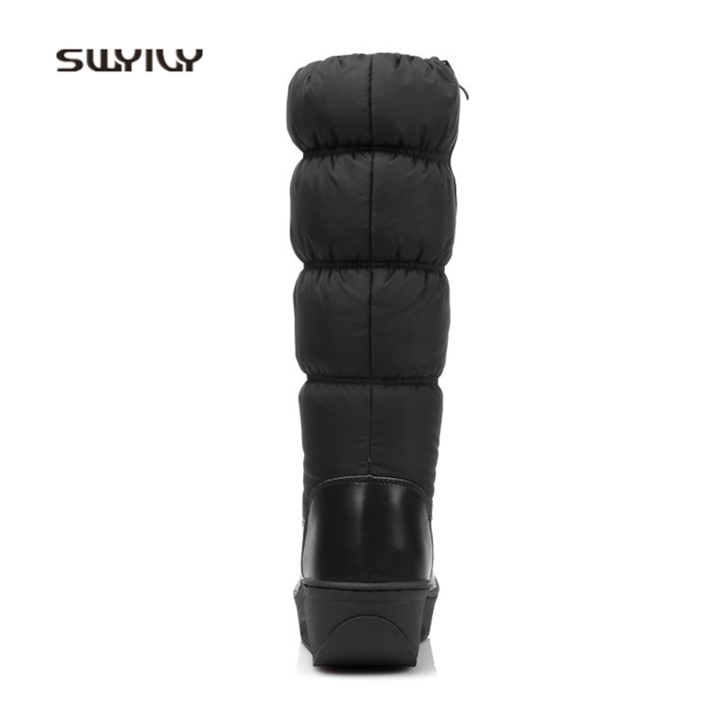 SWYIVY Winter High Boots Woman Wedge Swing Shoes Lose Weight Winter Warm High Boots Platform Slimming Snow Boots For Woman