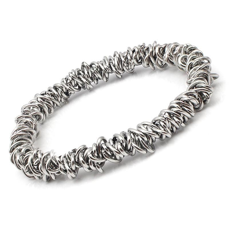 Making 316L stainless steel chain link silver metal charm stretch bracelet elastic stretchy bangle bracelets for women