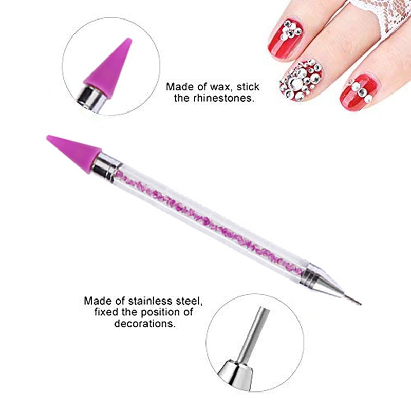 Double Head Nail Pen Kristal Kralen Handvat Strass Oorbellen Pick Krijt Manicure Nail Tool Diamant Schilderij Accessoires