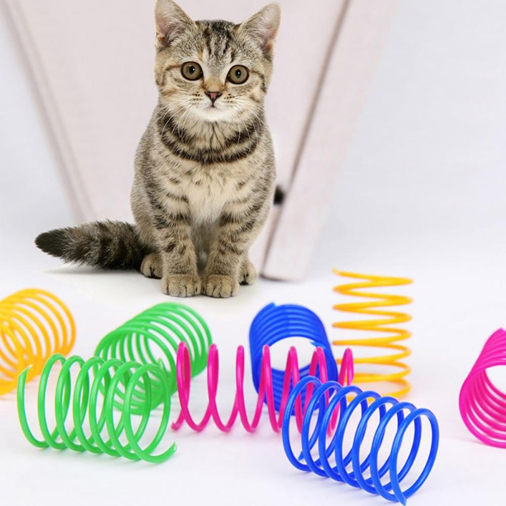 4 stykker plast fjeder legetøj interaktivt kæledyrs legetøj sæt kat ridsefast teaser velegnet til kæledyr i alle størrelser
