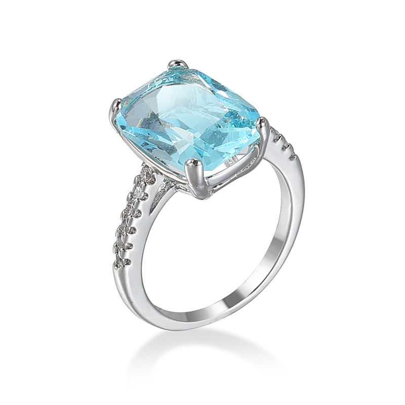 Trendy Aquamarin Ring Edelsteine Natürliche Für Schmuck Silber Ring Blau Topas Ring 925 Sterling Silber Ringe Für Frauen Engagement