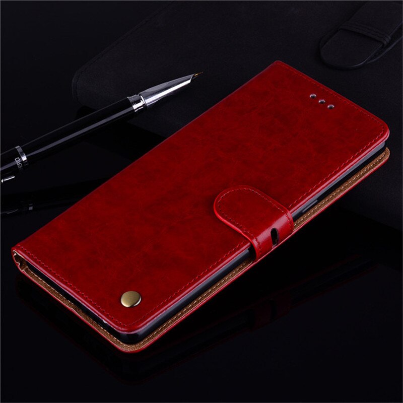 Luxe Lederen Flip Boek Stijl Case Voor Cubot P40 Coque Wallet Stand Kaarthouder Case Voor Cubot P40 P 40 6.2 Inch Telefoon Cover: Oil(Red)