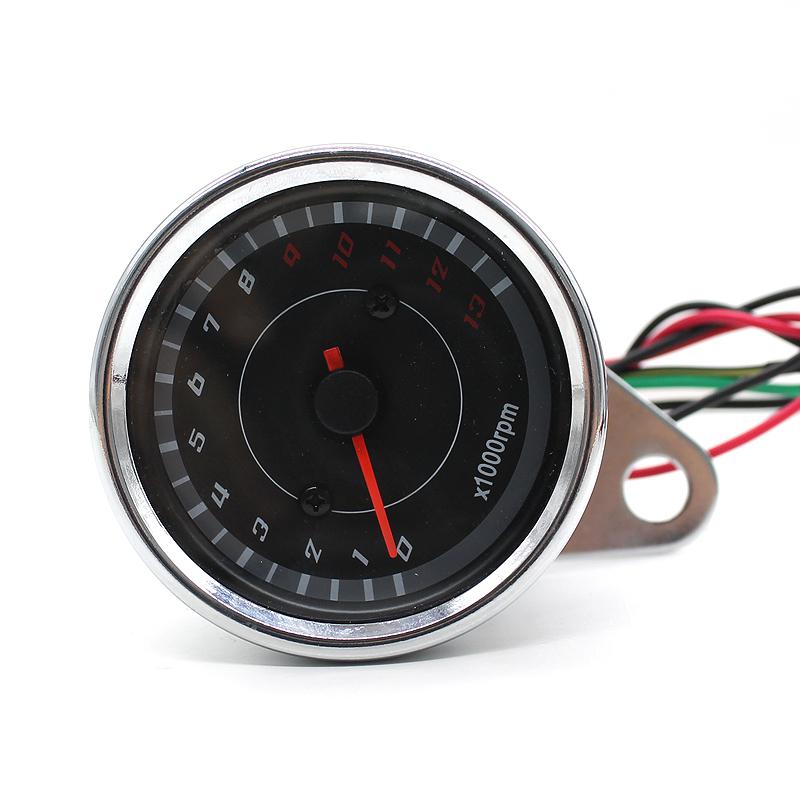 Universal Motorcycle Tachometer 1000 Rpm Led Screen Dc 12v Meter Gauge 13k Speedometer Motorbike Parts for Honda Yamaha Suzuki: plating
