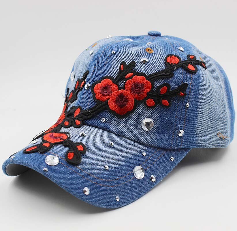 Hleisxi top moda snapback senhora denim ajustável verão boné de beisebol casual adulto feminino bonés floral marca chapéu design gorras